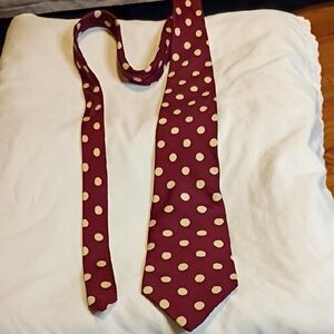 3/$25 Polka Dot Burgundy Silk Tie By Huntington
